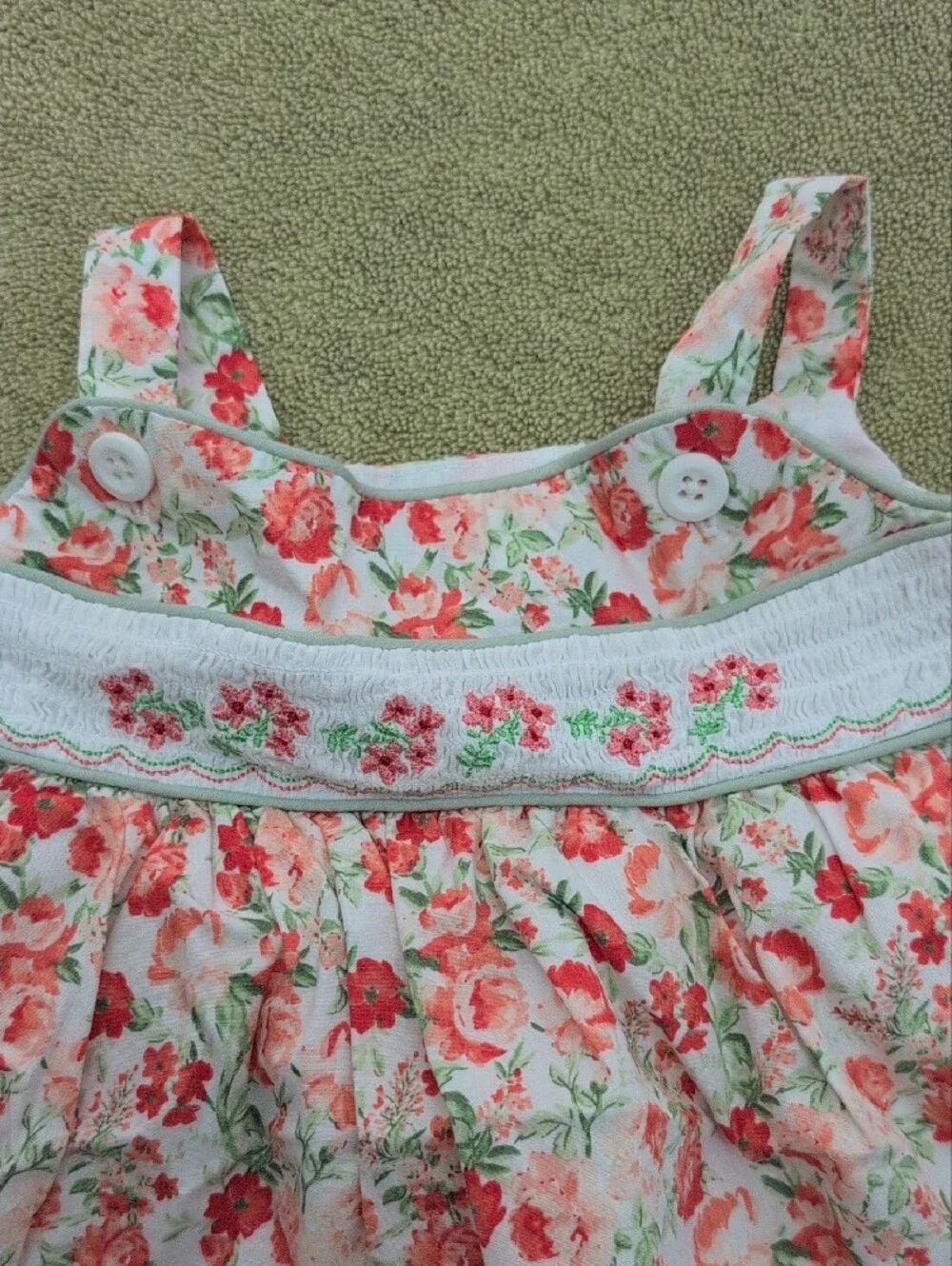 Bonnie Baby Pink & Coral Floral Dress with Lace Trim